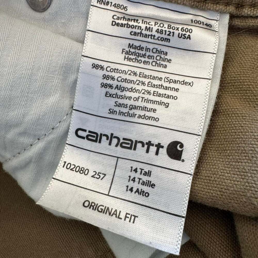 Carhartt Original Fit Canvas Work Pants Size 14 Tall - Picture 4 of 4